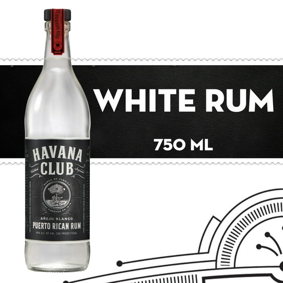 HAVANA CLUB Anejo Blanco Rum, White Rum, 750 mL Bottle, ABV 40%