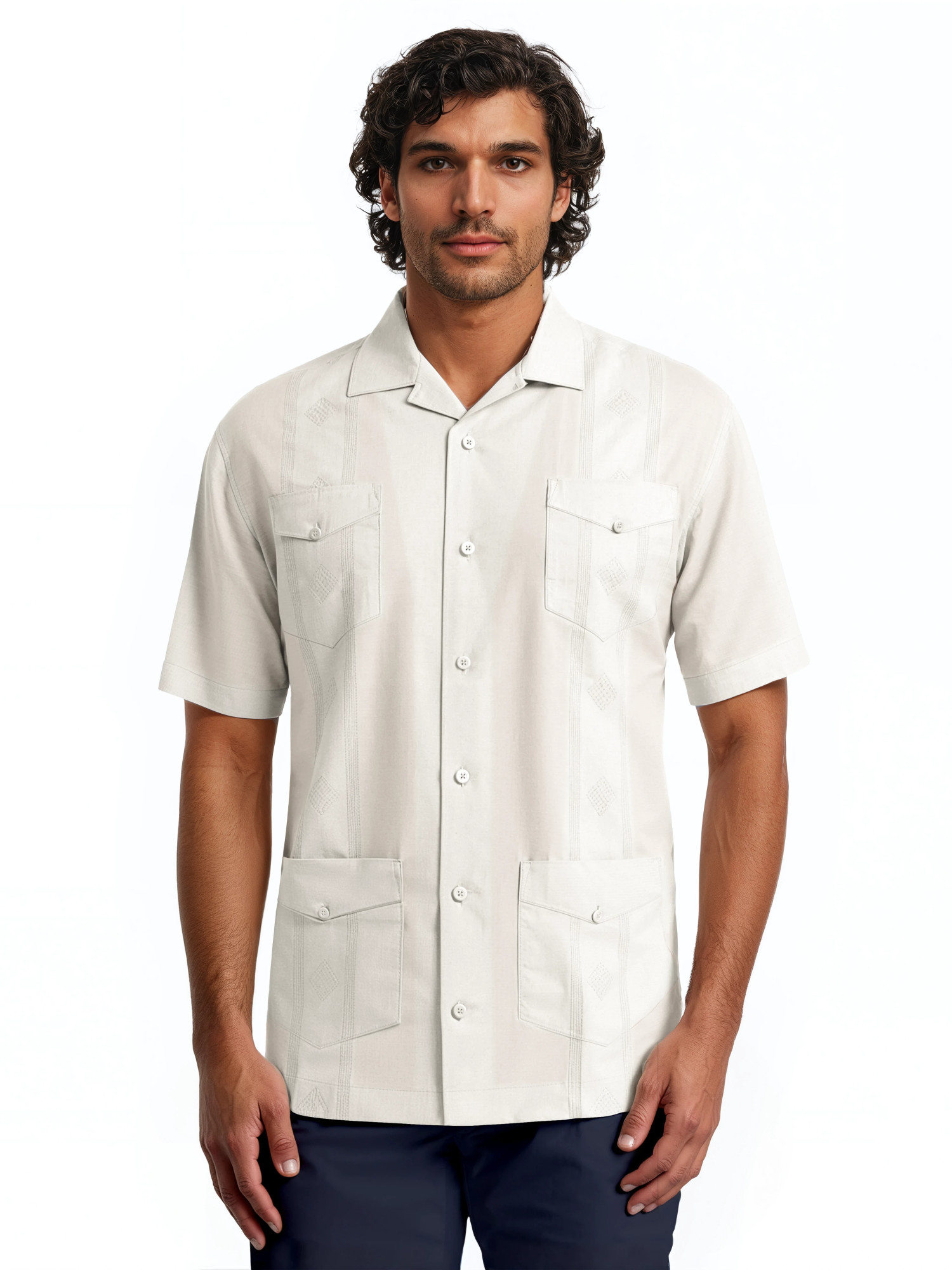 Havanera Men's and Big Men's Camp Collar Guayabera Short Sleeve Button-Down Shirt, Sizes S-5XL