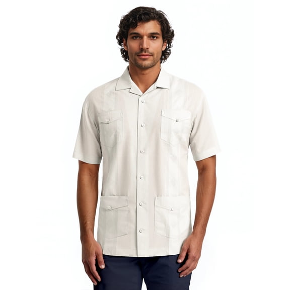 Havanera Men's and Big Men's Camp Collar Guayabera Short Sleeve Button-Down Shirt, Sizes S-5XL