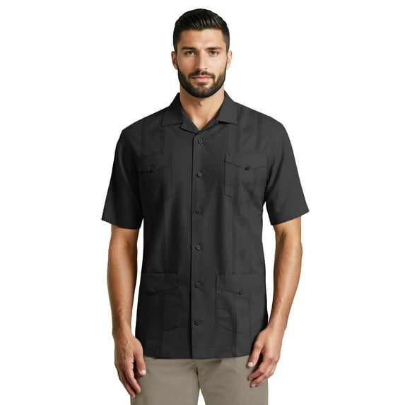 Havanera Men's and Big Men's Camp Collar Guayabera Short Sleeve Button-Down Shirt, Sizes S-5XL