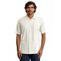Havanera Men's and Big Men's Camp Collar Guayabera Short Sleeve Button-Down Shirt, Sizes S-5XL