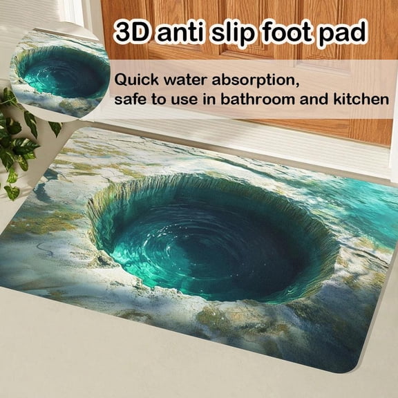 HAVELOR 3D Visual Absorbent Bath Mat, 16x24 Inch, Quick-Dry & Anti-Slip, For Bathroom and Shower Floor Safety(16,1pcs)