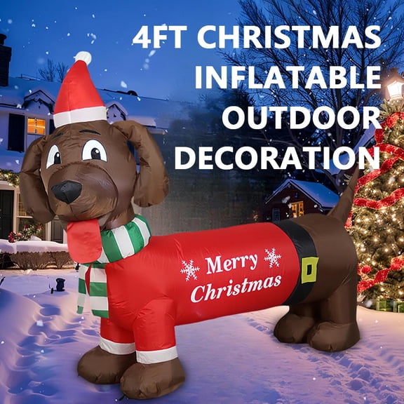 HAVELOR 4 ft Tall Inflatable Santa Claus with Streetlight, 60-Second Quick Setup with Fan, Outdoor Holiday Lawn Decoration for Christmas(1set,EU)