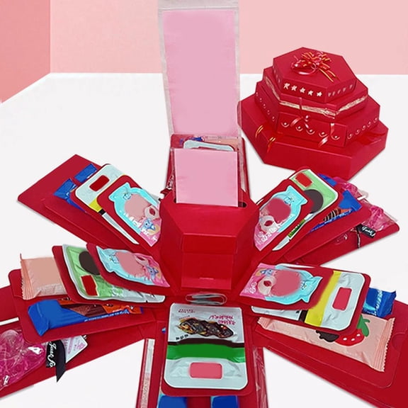 HAVELOR 5-Layer Exploding Gift Box, 9.65 x 6.30 x 4.92 in, Unfolds to Reveal Photo Slots & Pockets, Perfect for Customizing Birthday or Anniversary Surprises(Black,1set)