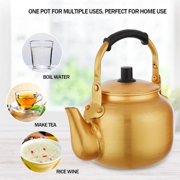 HAVELOR Aluminum Tea Kettle with Whistle, 1.5L Capacity, Loud Whistle Prevents Overboiling, Perfect for Camping and Stovetop Use(gold,0.55L)