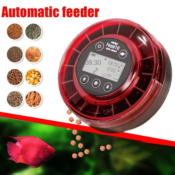 HAVELOR Automatic Fish Feeder, 100ml Capacity with Timer & Portion Control, for Aquariums and Fish Tanks While on Vacation(red,1pcs)