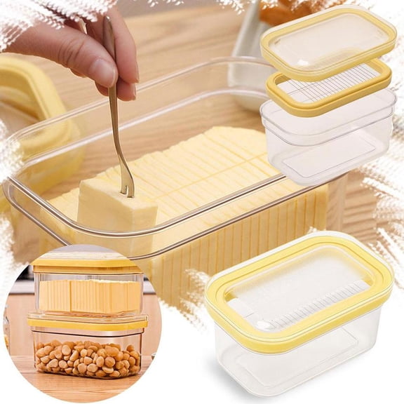 HAVELOR Butter Slicer and Storage Box, 6.5 x 3.75 x 2.75 in, Lid Doubles as a Slicer for Easy Portioning, Keep Butter Fresh and Separate in Your Refrigerator(200g,one-size)