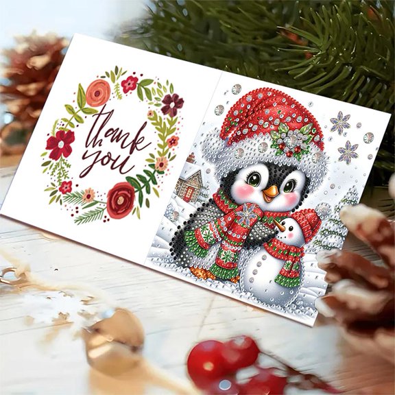 HAVELOR Christmas DIY Greeting Cards Set, 5D Craft Activity for Family Fun, Create Personalized Holiday Cards with Ease(N,1set)