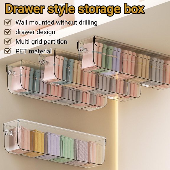 HAVELOR Clear Plastic Storage Drawer Box, 14.65x2.99x3.62 in, Stackable Design for Organized Clutter-Free Spaces, Perfect for Bedroom Closet or Bathroom Shelves(transparent,1pcs)
