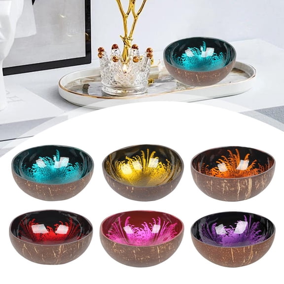 HAVELOR Coconut Shell Bowl, 1.78 x 2.36 in, Natural and Chemical-Free, Handcrafted Serving Dish for Salads, Snacks, or Home Decor(Orange,1pcs)