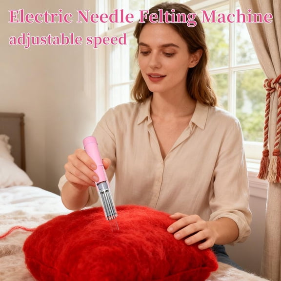 HAVELOR Electric Felting Needle Machine, Adjustable Speed for Faster Crafting, Ideal for DIY Felt Animals and Accessories(Pink,UK)