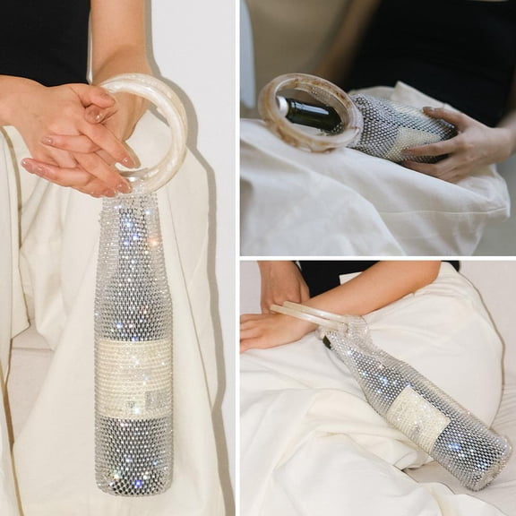 HAVELOR Expandable Mesh Wine Bag, 11.8x4.33 Inch with Resin Handle, Secure Gift Carrier for Weddings and Anniversaries(White,1pcs)