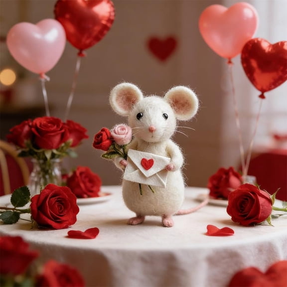 HAVELOR Felt Mouse Ornament, 3.15 Inch Tall Handmade Decor, Adds Whimsical Charm to Desk or Shelf(H,1pcs)