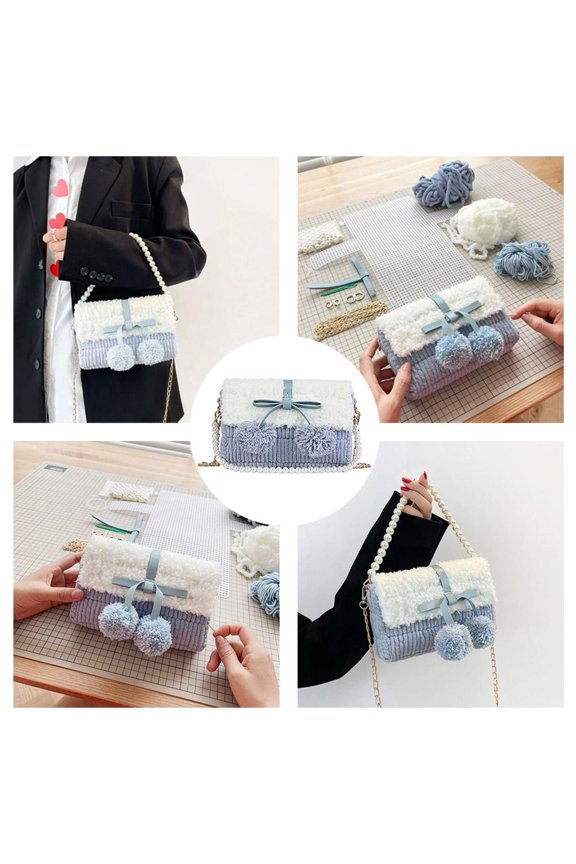 Handmade DIY Woven Crossbody Bag Kit, Complete Craft Set for Beginners, Create Your Own Fashionable Purse(Pink,One size)