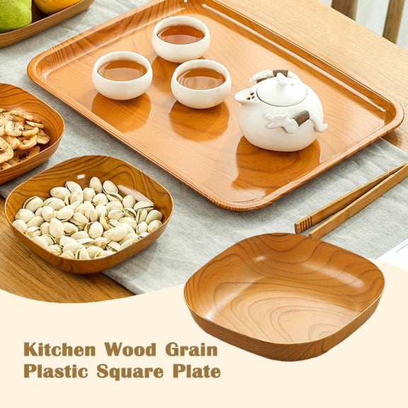 HAVELOR Kitchen Plastic Cutting Board, 5.9 Inch Square Wood Grain Design, Anti-Slip and Easy to Clean, Ideal for Slicing Fruits and Vegetables(1pcs,14cm)