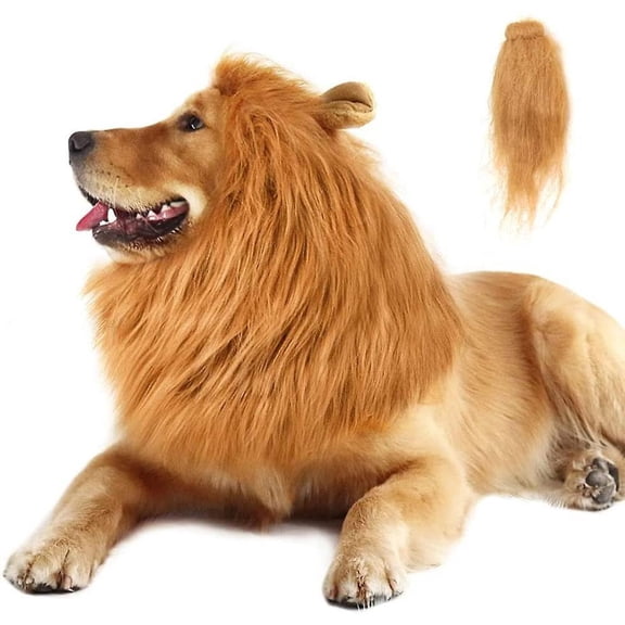 HAVELOR Lion Mane & Tail Dog Costume for Medium to Large Dogs, Transform Your Pet into Jungle Royalty, Perfect for Halloween Parties and Pet Events(Reddish brown,XL+tails)