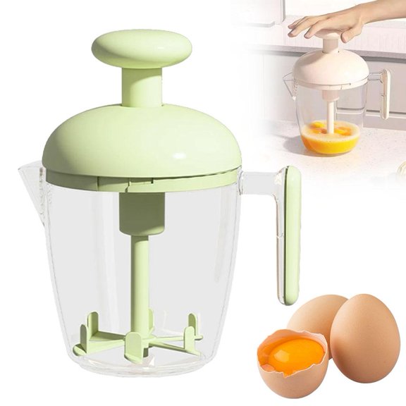 HAVELOR Manual Egg Beater, 7.5 x 6 inch, One-Touch Pressure-Activated Design, Effortless Whisking for Eggs and Batter, Perfect for Quick Home Kitchen and Camping Use(White,1pcs)
