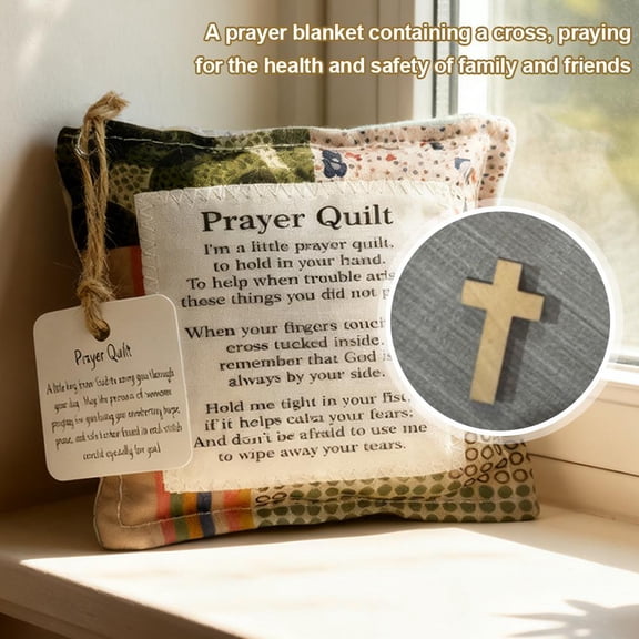 HAVELOR Mini Prayer Quilt with Cross, 4x4 Inch Soft Fabric, Portable Comfort for Daily Prayer and Meditation, Ideal for Bedside or Travel Bag(multicolor,1pcs)