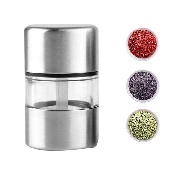 HAVELOR Mini Steel Spice Grinder, 1.18x1.18x2.05 in, Strong Ceramic Core for Fast, Fine Grinding, Perfect for Fresh Pepper and Salt at the Table( Silver,One-size)