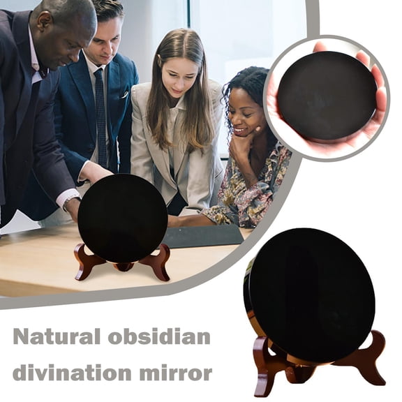 HAVELOR Obsidian Mirror, 2.3 to 5.9 Inch Polished Disc, Boosts Energy and Focus, For Yoga, Feng Shui, and Personal Reflection(black,12CM)