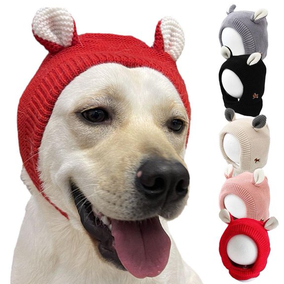 HAVELOR Pet Knitted Hat, 16-20 Inch Head Circumference, Soft & Warm Winter Ear Protection, Cozy Headwear for Dogs and Cats in Cold Weather(black,1pcs)