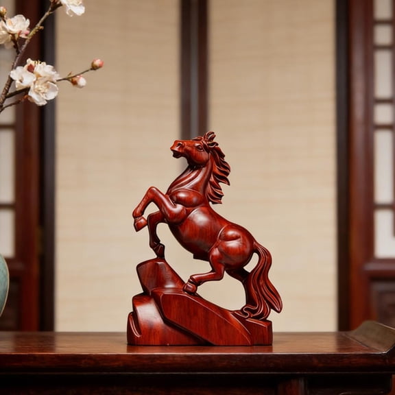 HAVELOR Red Wooden Horse Sculpture, 3.15 in Tall, Adds Vibrant Artistic Focal Point to Any Room, Perfect for Home Office or Study Decor(Red,1pcs)