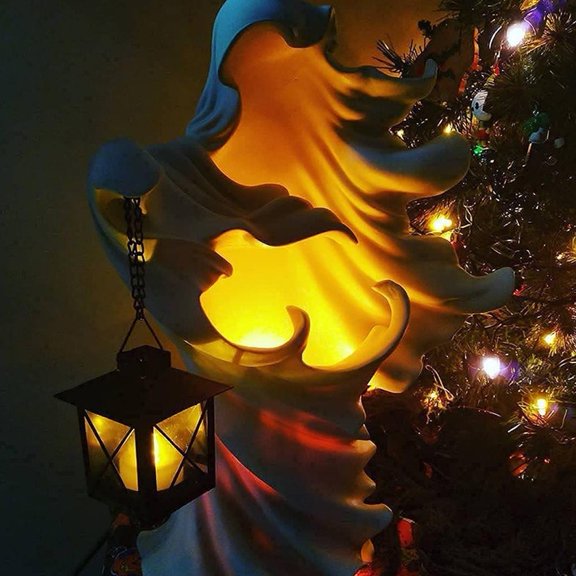 HAVELOR Resin Ghost Statue, 7.87 Inch Waterproof Garden Light, Halloween Party Decor for Outdoor Patio(Black,B)