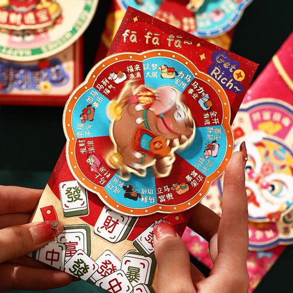 HAVELOR Rotating Red Envelopes, 7.33x3.39 in, Interactive Festive Money Holders, Perfect for Lunar New Year Gifting and Blessings(O,1pcs)