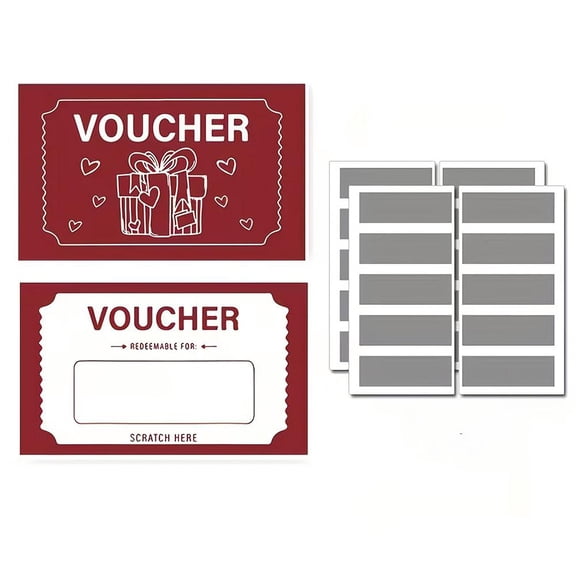 HAVELOR Scratch-Off Voucher Cards, 2.12 in x 3.54 in, 20-Pack, Add Fun Surprise to Gifts, Perfect for Birthday Parties and Promotions(Red,20pcs)