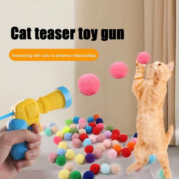 HAVELOR Silent Cat Ball Launcher Toy with 20 Plush Balls, Interactive Exercise for Indoor Play, Stimulates Hunting Instincts for Kittens(as shown,20pcs)