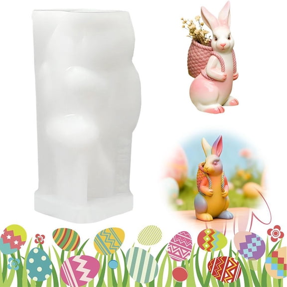 HAVELOR Silicone Bunny with Basket Mold, 1.89 x 1.89 x 3.54 in, Easy Demolding for Intricate Details, Perfect for Small Resin Art and Soap Crafting(A,1pcs)