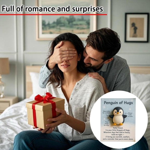 HAVELOR Small Plastic Comfort Figurine on 3.15" x 1.97" Card, Inspiring Daily Reminder and Token of Support, Perfect for Desk Decor or a Thoughtful Gift Bag(Penguin,1set)