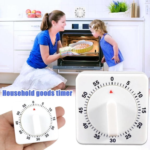 HAVELOR Square Kitchen Timer, 60-Minute Mechanical Alarm, Perfect for Baking and Cooking Tasks(White,1pcs)