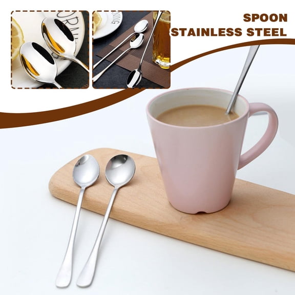 HAVELOR Stainless Steel Ladle, 7.7 Inch Long Handle, Dishwasher Safe for Easy Cleaning, Perfect for Serving Soups and Stews(round spoon silver,One-size)