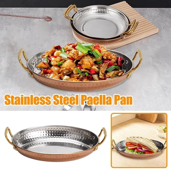 HAVELOR Stainless Steel Oval Paella Pan, 5.5 Inch, Even Heat Distribution for Authentic Spanish Rice, Perfect for Induction Stovetops and Oven Use(Rose gold color,14cm)