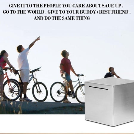 HAVELOR Steel Piggy Bank, 4.7 in Cube, One-Time Use Design, Encourages Goal-Based Savings for Adults and Kids(B,15)