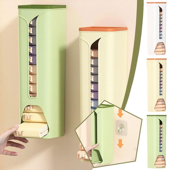 HAVELOR Underwear Storage Box, 9.44 x 3.14 x 3.14 in, Wall-Mounted Organizer with Clear Lid, Saves Closet Space for Socks and Small Items(green,1PC)