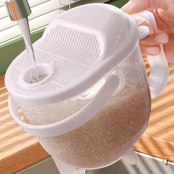 HAVELOR White Plastic Rice Washing Basket, 6.3 in Long with Fine Drain Holes, Efficiently Drains Water While Keeping Grains Secure, Perfect for Rinsing Rice, Quinoa, and Small Fruits(White,1pcs)