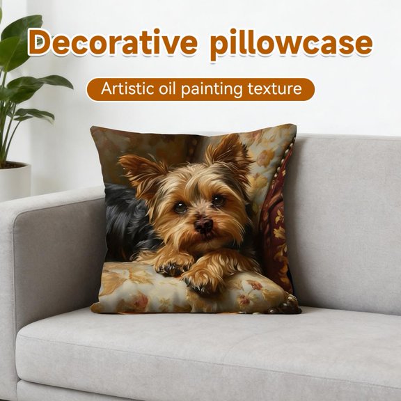 HAVELOR Yorkshire Terrier Throw Pillow, 17.7x17.7 in, Soft Polyester for Cozy Snuggling, Perfect for Sofa or Bed Decor(A,1pcs)