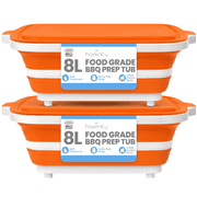Havenity BBQ Prep Tub 2 Pack 8L+8L - Collapsible Camping Cutting Board with lid, Meal Prep for Grilling & Outdoor Cooking
