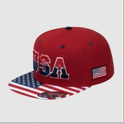 HAVINA PRO CAPS - Embroidered Classic US American Flag - 6 Panel Snap Baseball Cap - Red/Red