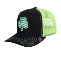 HAVINA PRO CAPS - Embroidered St. Patrick'S Day Four Leaf Shamrock - 5 Panel Trucker Hat - Black/Green