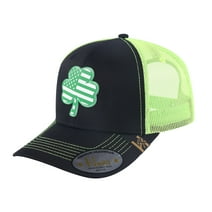 HAVINA PRO CAPS - Embroidered St. Patrick'S Day Four Leaf Shamrock - 6 Panel Trucker Hat - Black/Green