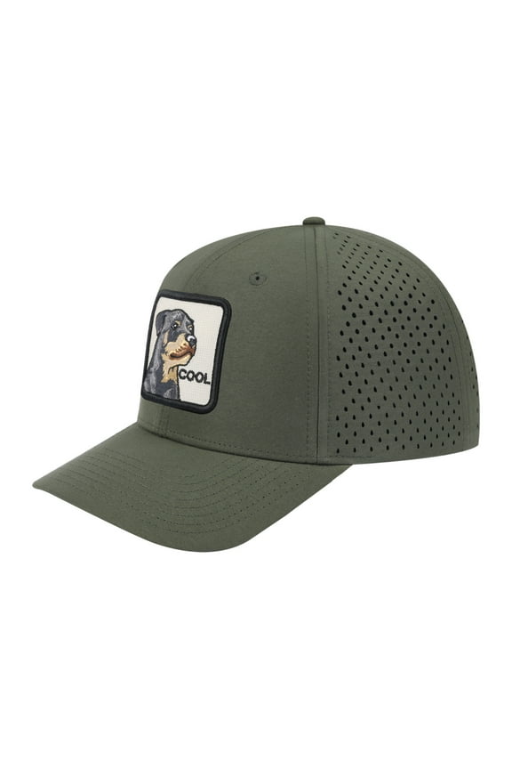 Unisex Embroidered The Cool, 6-Panel Microfiber Laser hole Trucker Hat, Olive Green/Olive Green, Adjustable Fit