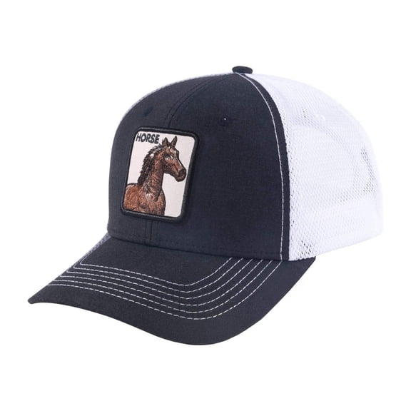 Unisex Embroidered The Horse, 6-Panel Trucker Hat, Black/White, Adjustable Fit