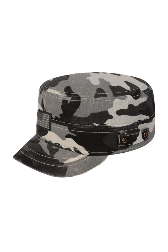 Unisex Rubber The US Flag, Military Hat, Grey Camo/Grey Camo, Adjustable Fit