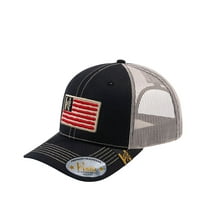 HAVINA PRO CAPS - Embroidered The Us Flag - 6 Panel Trucker Hat - Black/Beige - Classic