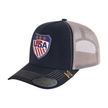 HAVINA PRO CAPS - Embroidered US Loving Hockey - 5 Panel Trucker Hat - Black/Light Grey