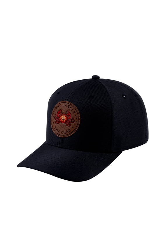 Unisex V2 Embroidered And Laser-Engraved Cancer Zodiac (June 21, July 22), 6-Panel Baseball Cap, Black/Black, Adjustable Fit