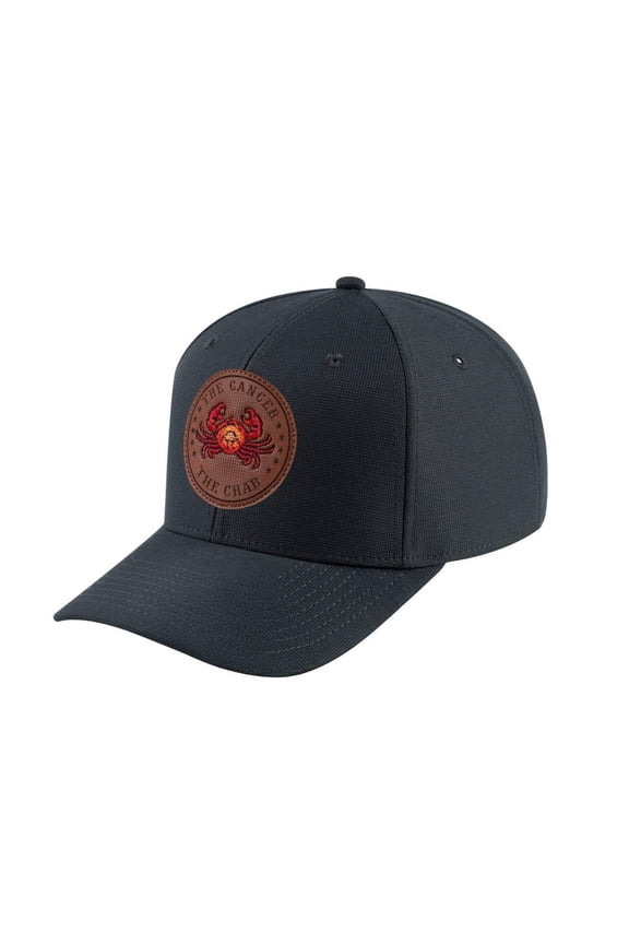 Unisex V2 Embroidered And Laser-Engraved Cancer Zodiac (June 21, July 22), 6-Panel Baseball Cap, Dark Grey/Dark Grey, Adjustable Fit